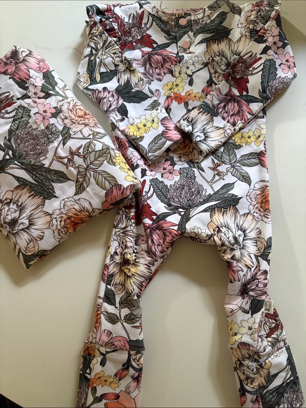 Floral Cotton Baby Romper in Pink, Yellow & Green